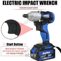 Electric Impact Wrench Drill Driver Car Nut Wheel Gun 1/2'' +4 Sockets+12 drills