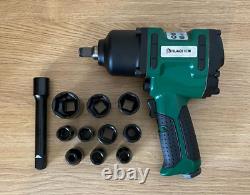 Huaqi 1/2 Air Impact Wrench Gun Kit 900nm Torque Garage Tool & 8-27mm Sockets