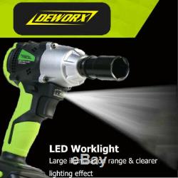 Impact Wrench 1/2 Ratchet Rattle Nut Gun 2 X Batteries Li-Ion LED Worklight 21V