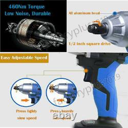 Impact Wrench Electric Cordless Driver 1/2 + Worklight Car Repair Wheel Nut Gun