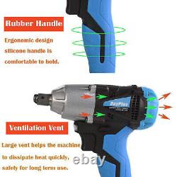 Impact Wrench Sockets Set Cordless 1/2 Rattle Gun Electric Wrench Tool Battery