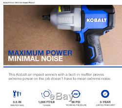 Kobalt 1/2 Pneumatic 1000 ft lbs Air Impact Wrench Tool Gun 1/2-in Drive 0.5 in