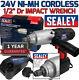 Sealey 24v Ni-mh Cordless Impact Wrench Gun 1/2 Drive With 2ah Lithium Battery