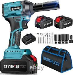 Seesii Cordless Impact Wrench 260 Ft-lbs 1/2 Impact Gun with 2 x 4.0 Batteries