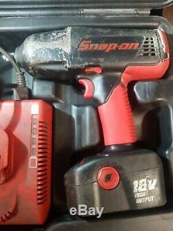 Snap-On 1/2 18V Cordless Impact Wrench Gun, 2 x batteries, case and torch