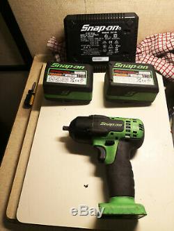 Snap On 3/8'' Impact Gun Wrench CTEU8810BG10A 18v 2 Batteries Charger Box Case