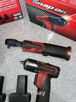 Snap On 3/8 Ratchet & Impact Gun 2x Battery Charger And Boxes