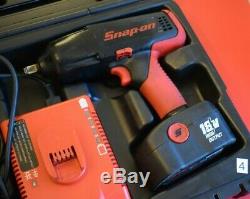 Snap On Tools 18v High Output 1/2 Drive Cordless Impact Wrench Gun In Case (4)