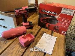 Snap on 18V 1/2 Drive Pink RARE! Lithium Cordless Impact Gun / Wrench Kit