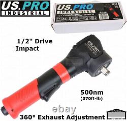 US PRO INDUSTRIAL 1/2dr Air Angle Impact Wrench, Gun 500nm, 370ft-lb NEW 8610