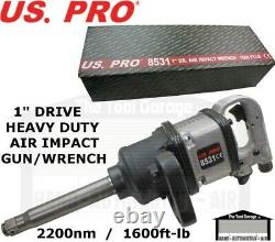 US PRO Tools 1 Inch Drive Air Impact Wrench Gun 8 Anvil 2200Ft-lb 1600nm 8531