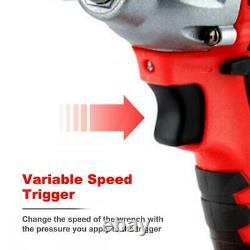 1/2 520nm Heavy Duty Cordless Impact Wrench Driver Rattle Nut Gun Avec 2 Batteries