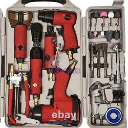 77pc Air Tool Kit Impact Gun Grinder Wrench Hammer Chisel Compressor Stockage