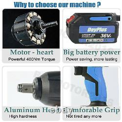 Batterie Électrique Sans Fil Sans Brush Impact Wrench Driver Ratchet Rattle Gun 2x