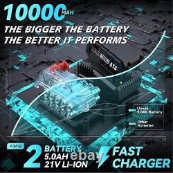 Clé à choc sans fil Uaoaii 1300Nm avec couple de 1/2 po et 2 batteries 5.0Ah