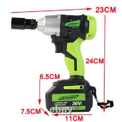 Impact Wrench 2 Batteries Heavy Duty Rattle Ratchet Nut Gun With 1/2 Socket Led