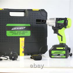 Impact Wrench 2 Batteries Heavy Duty Rattle Ratchet Nut Gun With 1/2 Socket Led