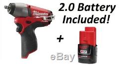 Milwaukee 2454-20 M12 Fuel 3/8 Clé À Chocs Gun Avec Clip De Ceinture Et 2.0 Batterie