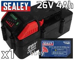 Pistolet D'impact Sans Fil 24v 26v Sealey 1/2 Drive Batterie Li-ion Ni-mh 4.0ah
