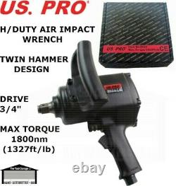 Us Pro Tools 3/4 Dr Air Impact Wrench Gun, 1327ft-lb 1800nm Pour Les Chaussettes, 8524